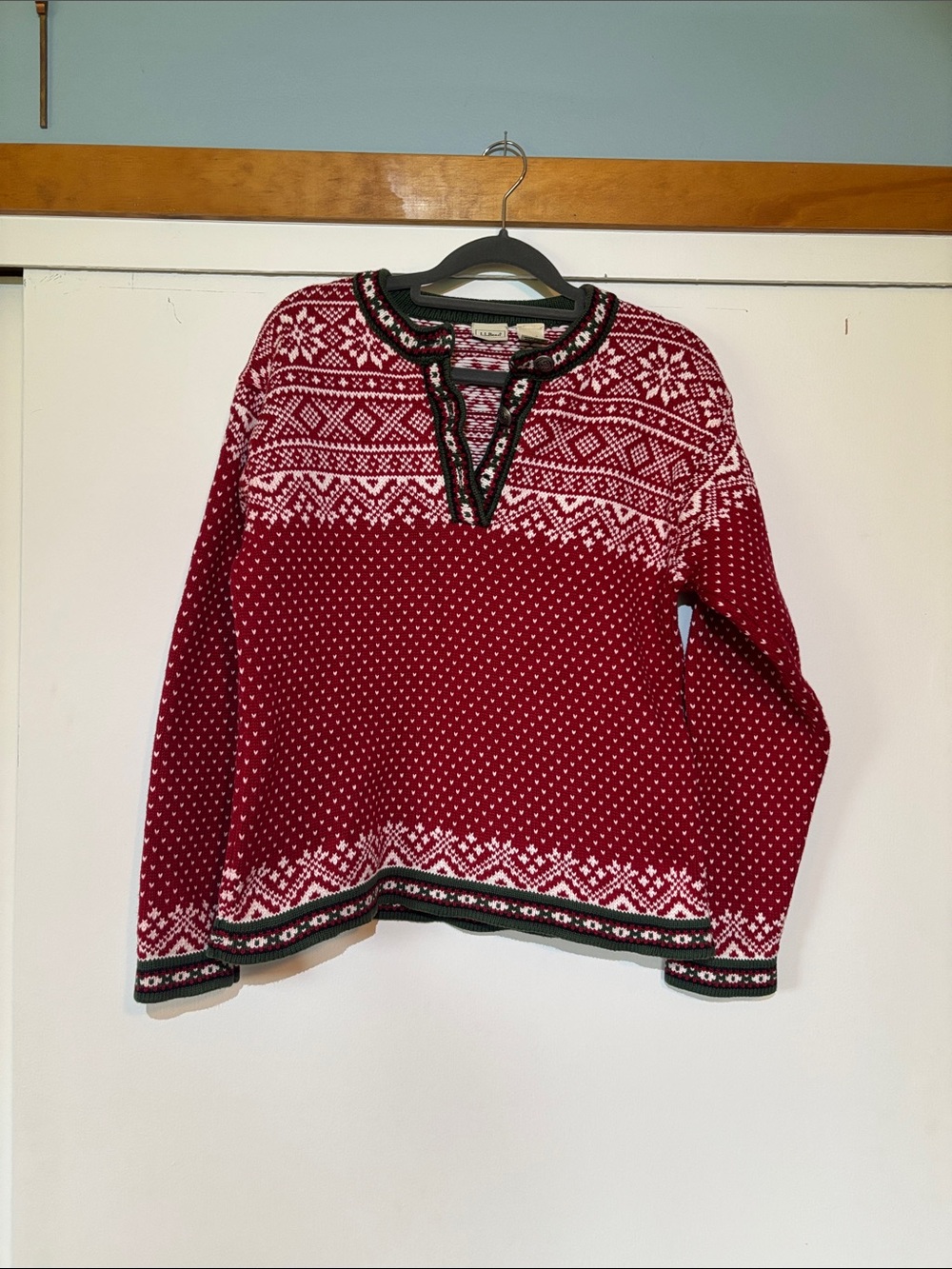 LL Bean Vintage Nordic Fair Isle Christmas Sweater Medium